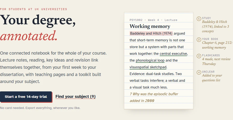 Degree Margins connected study notebook